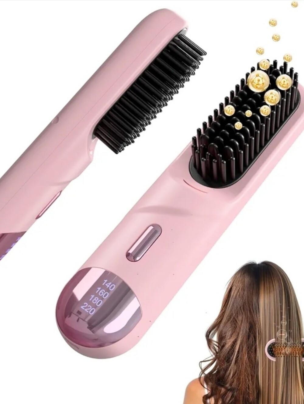 Portable Heated Hair Straightening Brush for Women - Sleek Styling.